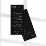 Laten we feesten moderne kalligrafie zwart bruilof menu<br><div class="desc">Een fris minimalistisch huwelijksmenu ontwerp. Met een moderne kalligrafie gecombineerd met een stijlvolle serif typografie voor een chique look. Ja. Dit ontwerp in zwart-wit is geweldig voor een elegante, zomer-, herfst-, lente-country club of buitenbruiloft. Als je hulp nodig hebt of vragen hebt, neem dan contact met mij op (Maria) via...</div>