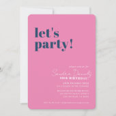 Laten we feesten moderne minimale verjaardag navy  kaart (Voorkant)