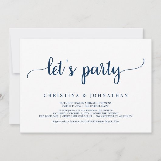 Laten we feesten, Moderne Rustieke Trouw Elopement Kaart (Voorkant)