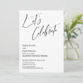 Laten we feesten Moderne Zwart & Wit Receptie Kaart (Staand voorkant)