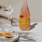 Laten we feesten. Mustard Brown script bachelorett Sparkling Wijnetiket