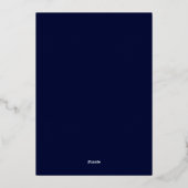 Laten we Feesten | Navy Blue Chic Script Feest Eve Folie Uitnodiging (Achterkant)