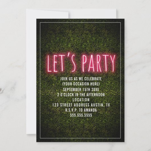 Laten we feesten Neon Buxus Allesomvattend Kaart (Voorkant)