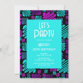 Laten we feesten Neon geometrisch patroon 30e verj Kaart (Voorkant)