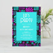 Laten we feesten Neon geometrisch patroon 30e verj Kaart (Staand voorkant)