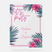 Laten we feesten Neon roze tropische bloemen palmb Acryl Bord (Voorkant)