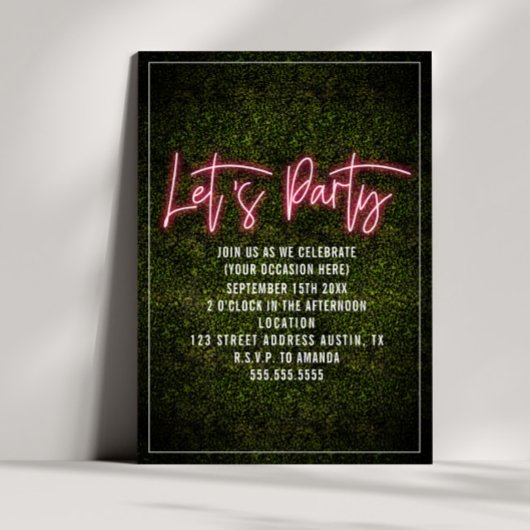 Laten we feesten Neon Script Boxwood Algemeen Kaart