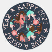 Laten we feesten! nieuwjaar ronde sticker (Voorkant)