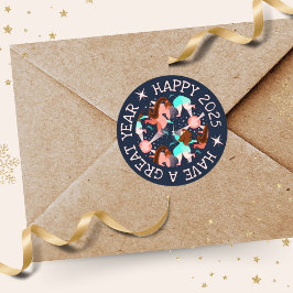 Laten we feesten! nieuwjaar ronde sticker