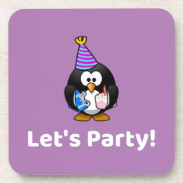Laten we feesten! Pinguïn Grappig Verjaardagsfeest Bier Onderzetter