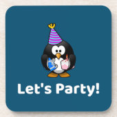 Laten we feesten! Pinguïn Grappig Verjaardagsfeest Bier Onderzetter (Voorkant)