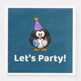 Laten we feesten! Pinguïn Grappig Verjaardagsfeest Servet