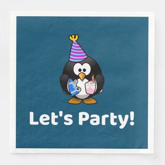 Laten we feesten! Pinguïn Grappig Verjaardagsfeest Servet (Voorkant)