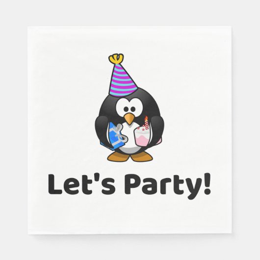 Laten we feesten! Pinguïn Grappig Verjaardagsfeest Servet (Voorkant)