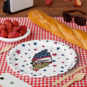 Laten we feesten! Red White Blue Ice Cream Papieren Bordje