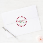 Laten we feesten Retro Gril Rood en Groen Ronde Sticker (Envelop)