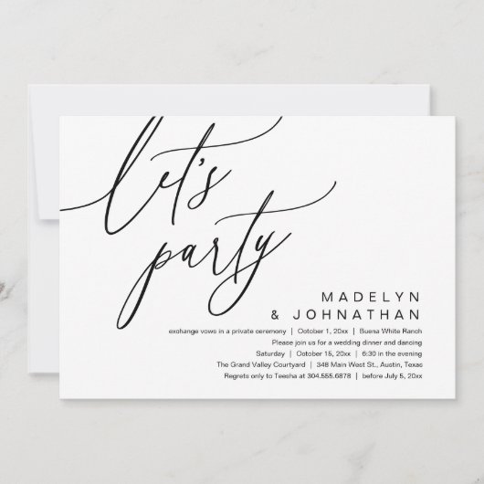 Laten we feesten, romantisch huwelijksdiner en dan kaart (Voorkant)