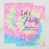 Laten we feesten, Roze Tie Dye verjaardag Kaart (Voorkant / Achterkant)