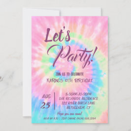 Laten we feesten, Roze Tie Dye verjaardag Kaart