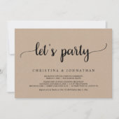 Laten we feesten, Rustic Brown Kraft Elopement Par Kaart (Voorkant)