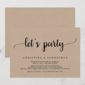 Laten we feesten, Rustic Brown Kraft Elopement Par Kaart (Voorkant / Achterkant)