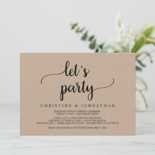 Laten we feesten, Rustic Brown Kraft Trouw Elopeme Kaart