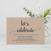 Laten we feesten, Rustic Kraft Elopement-feest Kaart (Staand voorkant)