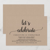 Laten we feesten, Rustic Kraft Elopement-feest Kaart (Voorkant / Achterkant)