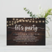 Laten we feesten, Rustic Wedding Dinner Elopement Kaart (Staand voorkant)