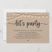 Laten we feesten, Rustic Wedding Dinner Elopement Kaart (Voorkant)