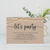 Laten we feesten, Rustic Wedding Dinner Elopement Kaart (Staand voorkant)