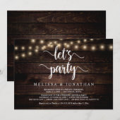 Laten we feesten, Rustieke huwelijksvluchtfeest Kaart (Voorkant / Achterkant)