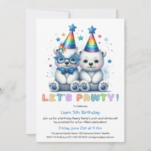 Laten we feesten! Schattige Polar Beer Verjaardags Kaart (Voorkant)