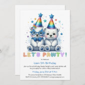 Laten we feesten! Schattige Polar Beer Verjaardags Kaart (Voorkant / Achterkant)