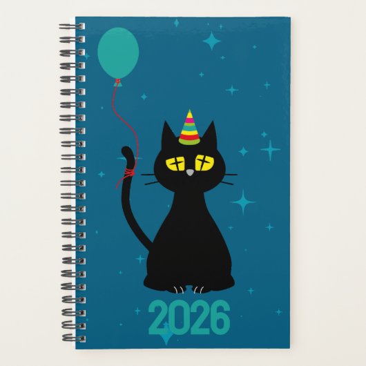 Laten we feesten! - Tipsy Black Cat Planner (Voorkant)