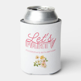 Laten we feesten trendy roze belettering 60ste ver blikjeskoeler