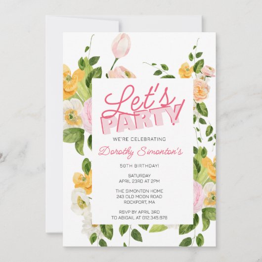 Laten we feesten trendy typografie 50e verjaardag kaart (Voorkant)