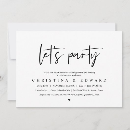 Laten we feesten, Trouw Elopement, Modern Minimali Kaart (Voorkant)