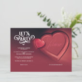 Laten we feesten, twee harten, rode bruiloft uitno aankondiging (Staand voorkant)