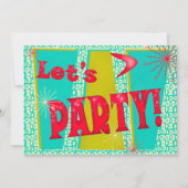 Laten we feesten! Uitnodiging in vette retro turko (Voorkant)