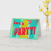 Laten we feesten! Uitnodiging in vette retro turko (Gele Bloem)