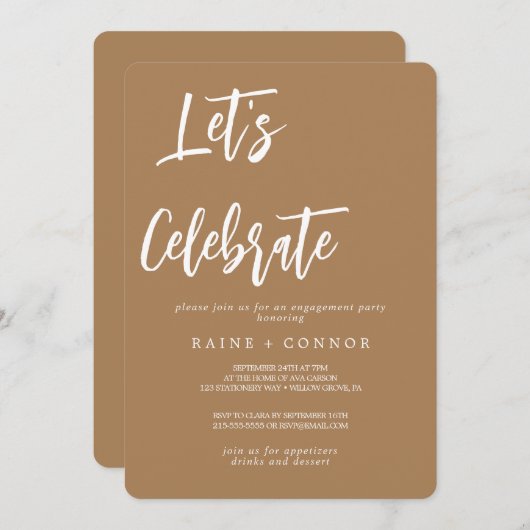 Laten we feesten Uitnodiging voor feestje Bewerkba (Voorkant / Achterkant)