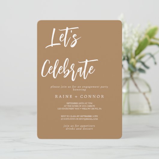 Laten we feesten Uitnodiging voor feestje Bewerkba (Staand voorkant)