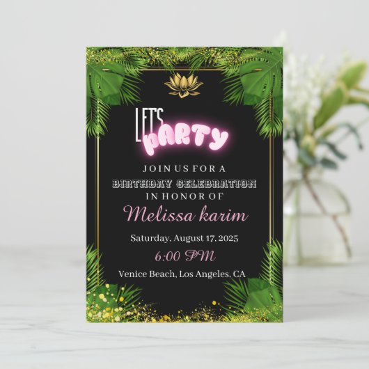 LATEN WE FEESTEN! UITNODIGING VOOR VERJAARDAGSVIER (Staand voorkant)