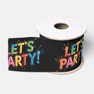 Laten we feesten! Verfspat Grafisch: Kleurrijk 3D Grosgrain Lint