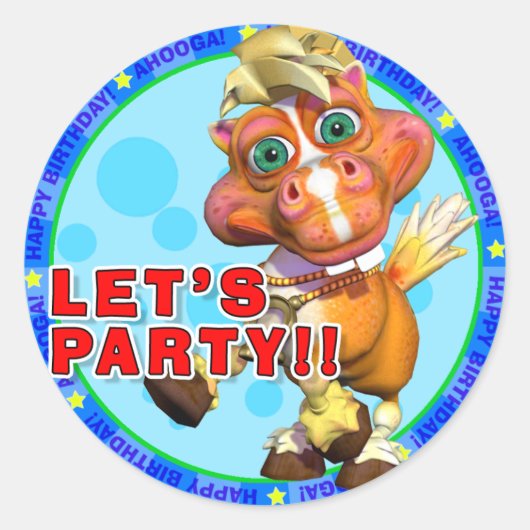 LATEN WE FEESTEN!! Verjaardag Stickers met Bucky (Voorkant)