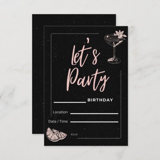 Laten we feesten! Verjaardagsuitnodigingen Kaart (Voorkant / Achterkant)