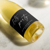 Laten we feesten. Zwart modern script bachelorette Sparkling Wijnetiket