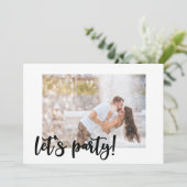 Laten we feesten zwart penseel script 4 foto Verlo Kaart (Staand voorkant)