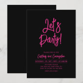 Laten we feesten | Zwart & Roze Feest & Event Kaart (Voorkant / Achterkant)
